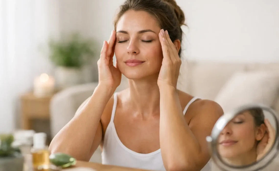 Automasaje facial para reducir estrés en casa